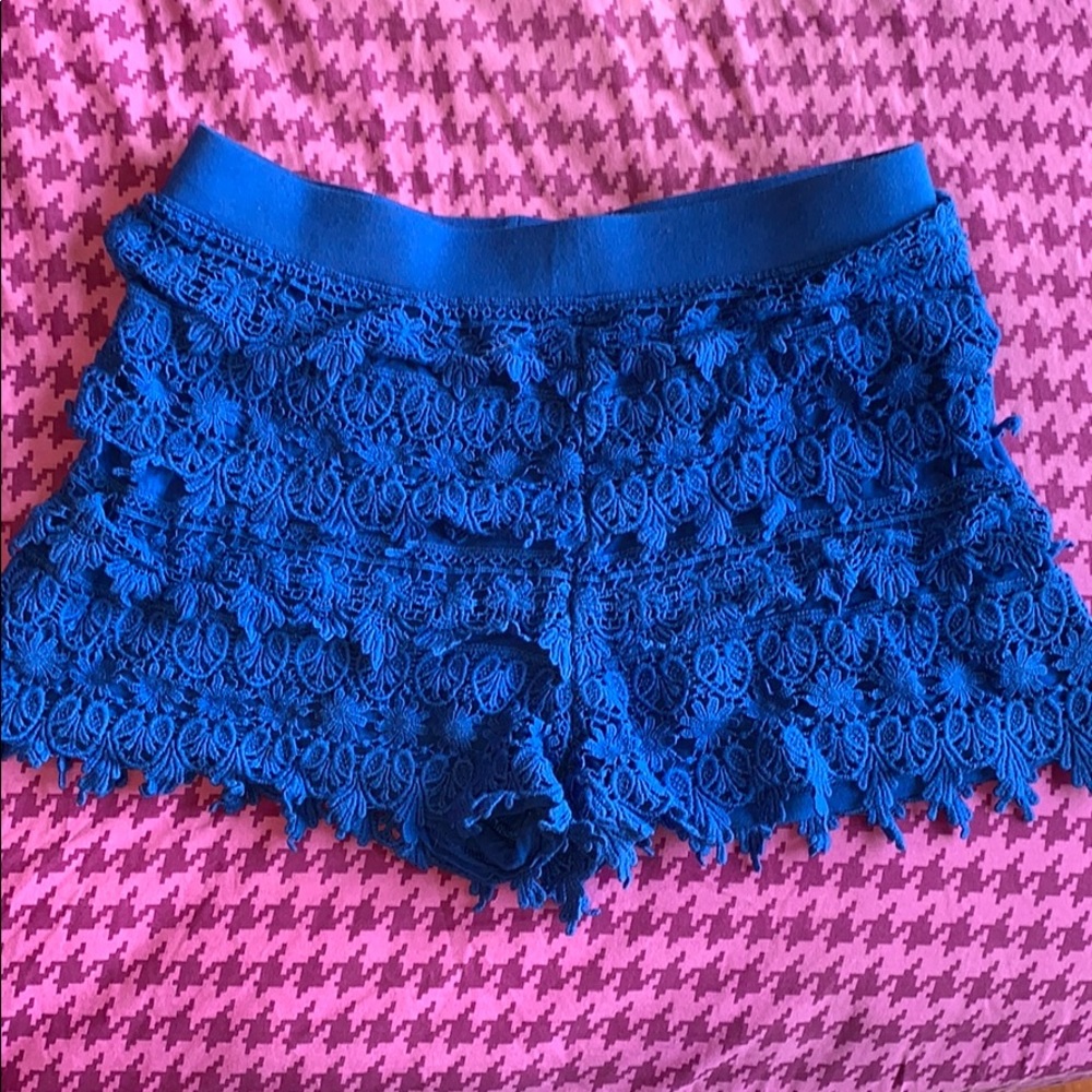 Lacey blue cotton shorts